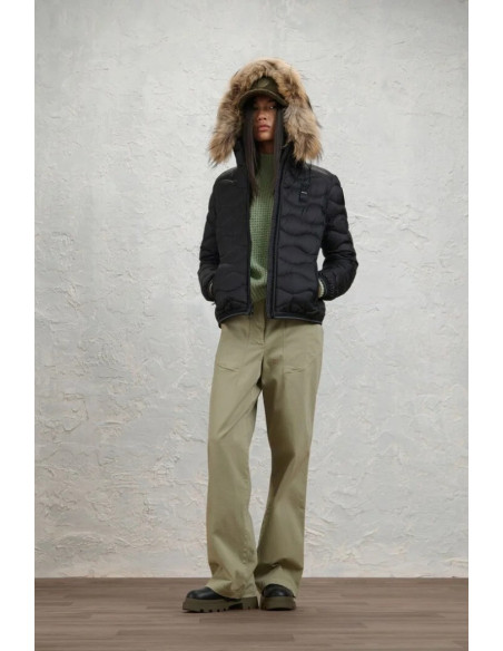 Blauer piumino con bordo in pelliccia Aldie 26WBLDC03034-006047 [7eab0902]