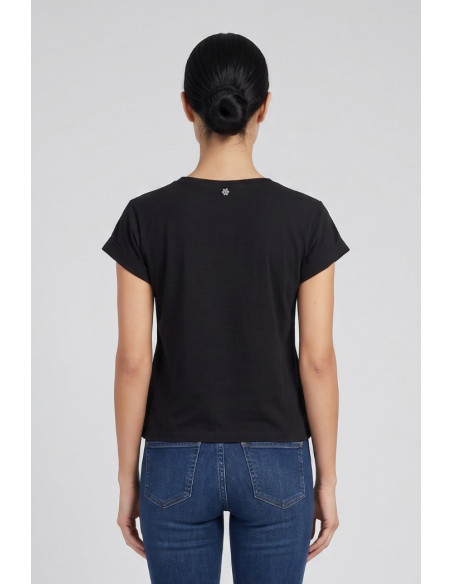 Fresh Flower t-shirt in cotone con risvolti e strass FD567 [aa2d30ab]