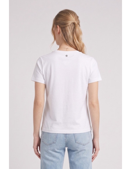 Fresh Flower t-shirt over con stampa strass FD571 [502c9fb1]