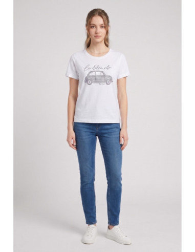 Fresh Flower t-shirt over con stampa strass FD571 [e7315eb5]