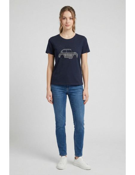Fresh Flower t-shirt over con stampa strass FD571 [7c2fe4b3]