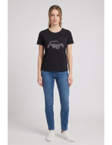 Fresh Flower t-shirt over con stampa strass FD571 [cc33e639]