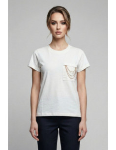 Markup t-shirt in cotone con taschino e dettaglio catena MW1610003 [fc953631]