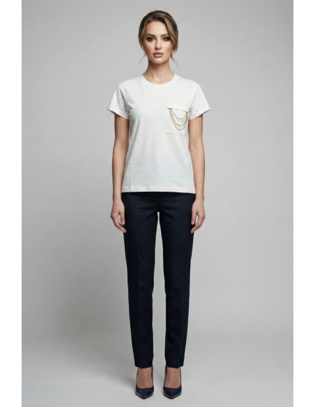 Markup t-shirt in cotone con taschino e dettaglio catena MW1610003 [92aeb438]