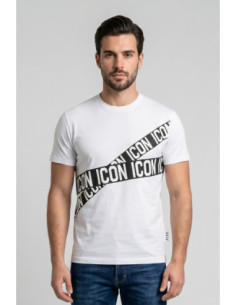 Icon t-shirt in cotone con bande logo stampate IUT016 [0d9d3d24]