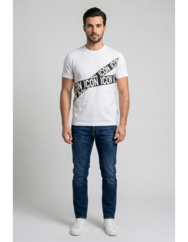 Icon t-shirt in cotone con bande logo stampate IUT016 [63a6bf2d]