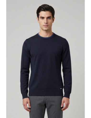 Markup maglia girocollo in misto viscosa con toppe mk20028 [2242351f]
