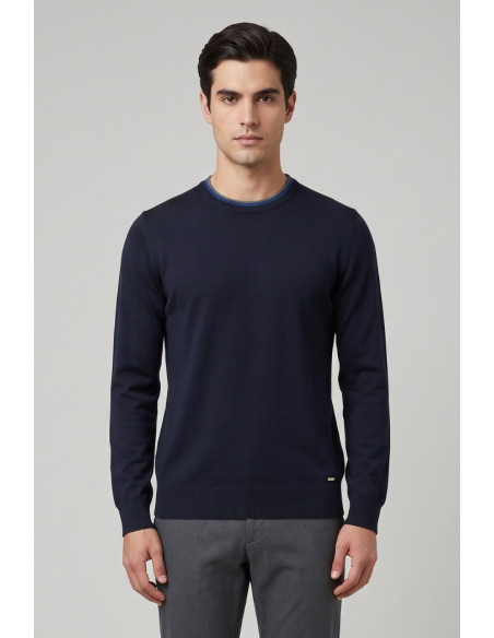 Markup maglia girocollo in misto viscosa con toppe mk20028 [2242351f]