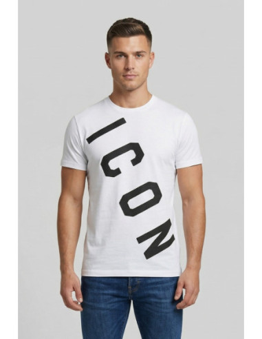 Icon t-shirt in cotone con stampa logo trasversale IUT006 [13d36da4]
