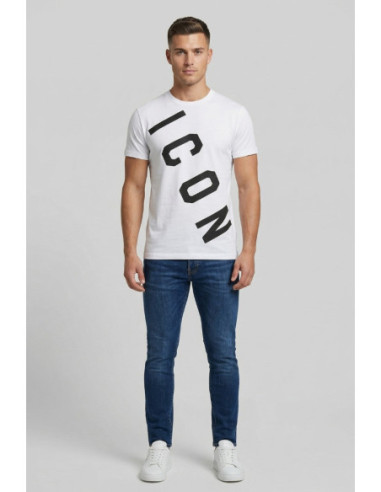Icon t-shirt in cotone con stampa logo trasversale IUT006 [7de8efad]