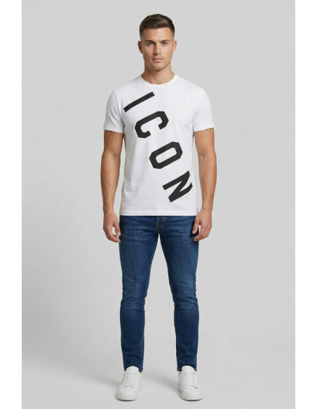 Icon t-shirt in cotone con stampa logo trasversale IUT006 [7de8efad]