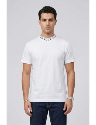 Icon t-shirt in cotone con stampa logo sul colletto IUT042 [6bde45bf]