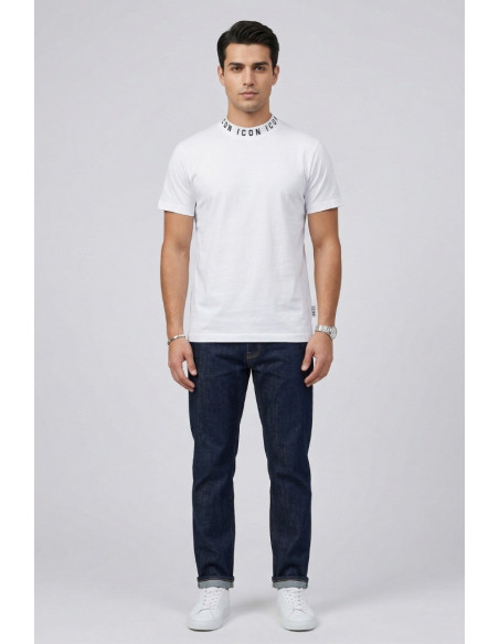 Icon t-shirt in cotone con stampa logo sul colletto IUT042 [05e5c7b6]