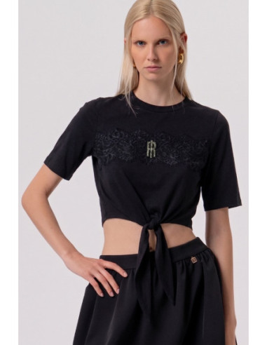 Fracomina t-shirt cropped in jersey con nodo fr26st3028j401g1 [2271aa19]