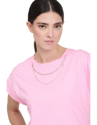 Influencer t-shirt giromanica con collana gioiello 03AB179 [81834400]