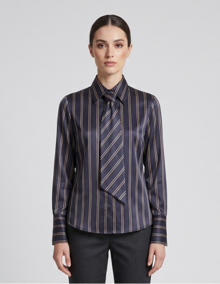 Dairesy camicia rigata con cravattino FW26DE0030 [ac1bd42d]