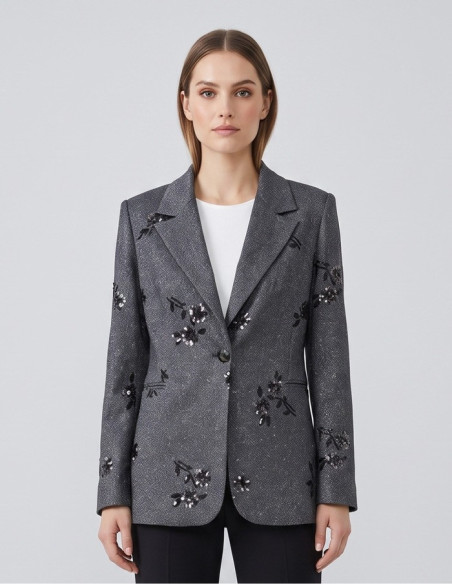 Dairesy giacca ricamata con bottone gioiello FW26DE0003 [cc9da8b7]