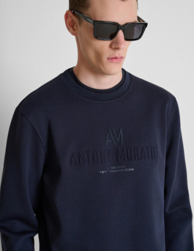 Antony Morato felpa girocollo regular fit in interlock con logo MMFL01175-FA150168 [423d0a98]