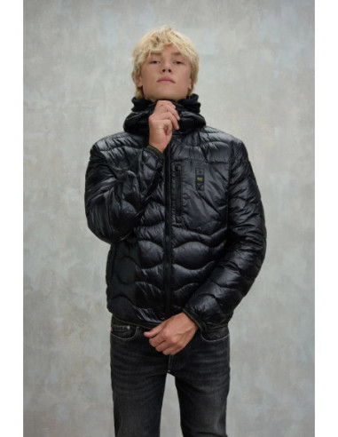 Blauer piumino ad onde con cappuccio Wave 26WBLUC03064-006355 [00bf7b51]