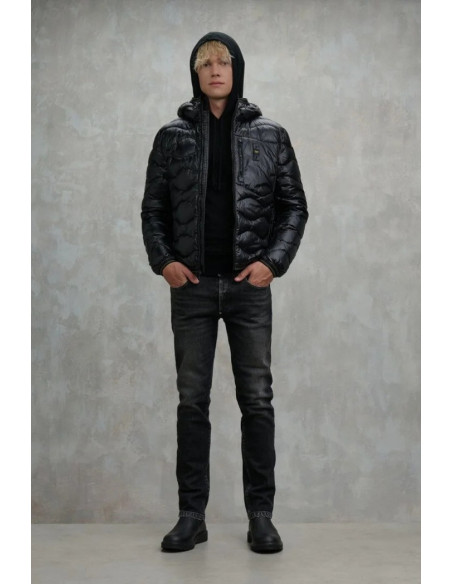 Blauer piumino ad onde con cappuccio Wave 26WBLUC03064-006355 [6e84f958]