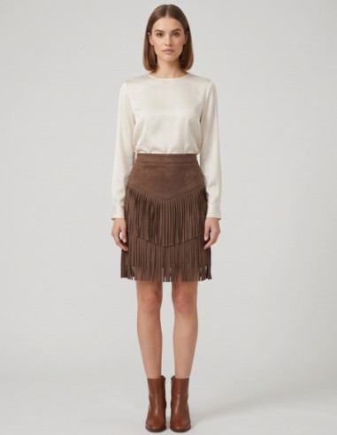 Dairesy gonna ecocamoscio con frange FW26DE0940 [11541686]