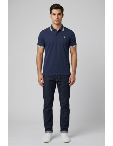 Refrigue polo in piquet stretch con dettagli a contrasto R5018M261 [c2a55ecb]