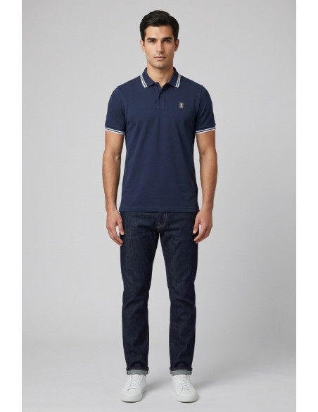 Refrigue polo in piquet stretch con dettagli a contrasto R5018M261 [c2a55ecb]