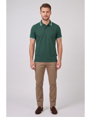 Refrigue polo in piquet stretch con dettagli a contrasto R5018M261 [db0ca24f]