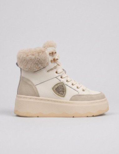 Blauer scarponcino con ecopelliccia e logo strass MARIBEL02/LES [efb9973c]