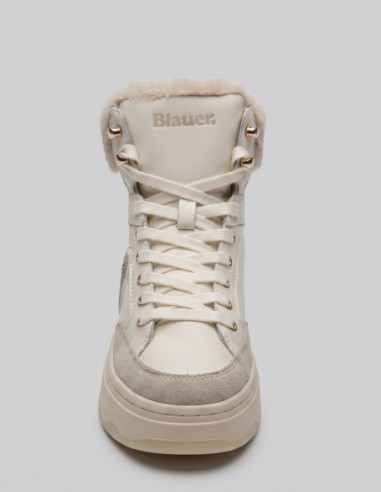 Blauer scarponcino con ecopelliccia e logo strass MARIBEL02/LES [81821535]