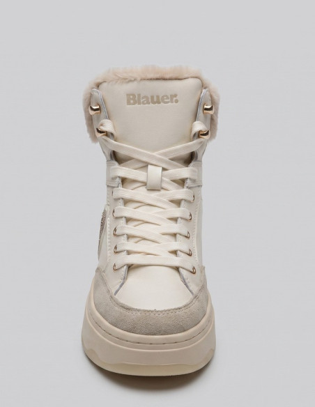 Blauer scarponcino con ecopelliccia e logo strass MARIBEL02/LES [81821535]