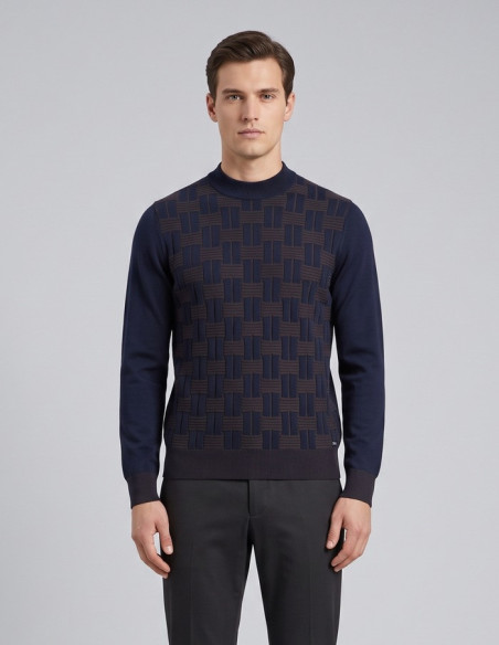 Markup maglia girocollo in cotone con intarsi punto vanisè MK2900035 [741e785a]