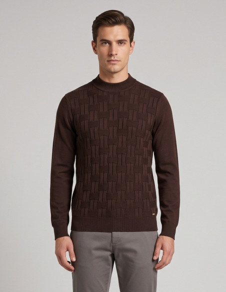 Markup maglia girocollo in cotone con intarsi punto vanisè MK2900035 [b6026fb7]