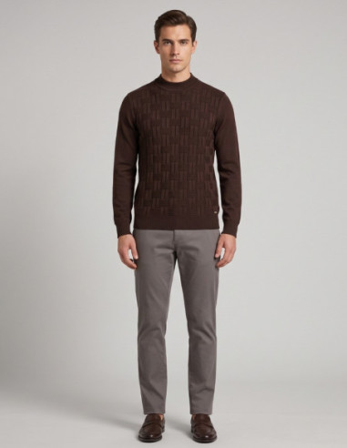 Markup maglia girocollo in cotone con intarsi punto vanisè MK2900035 [d839edbe]
