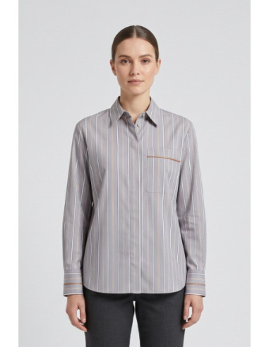 Markup camicia rigata in cotone con applicazioni MW2630003 [7cbadc81]
