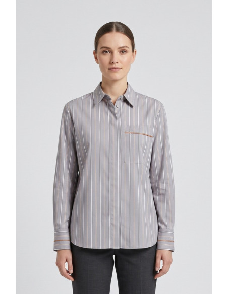 Markup camicia rigata in cotone con applicazioni MW2630003 [7cbadc81]