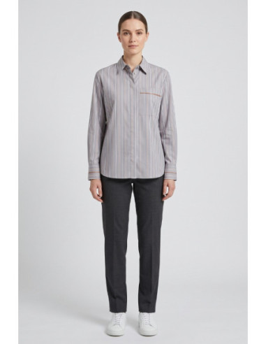 Markup camicia rigata in cotone con applicazioni MW2630003 [12815e88]
