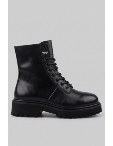 Blauer scarponcino anfibio stringato in pelle F6BUXTON04/LEA [95419ff3]