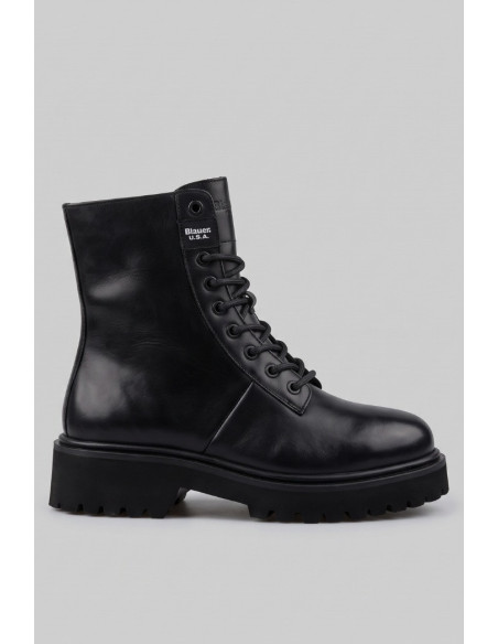 Blauer scarponcino anfibio stringato in pelle F6BUXTON04/LEA [95419ff3]