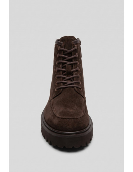 Blauer scarponcino stringato in suede con scudetto F6BUXTON05/SUE [694fa8f1]
