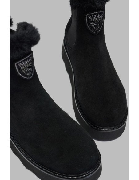 Blauer scarponcino chelsea con ecopelliccia F6KYLE03/SWA [3a56fa36]
