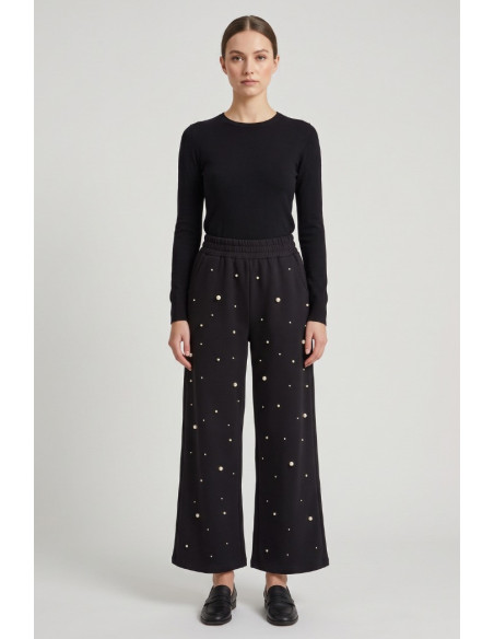 Phard pantalone in felpa largo con perle applicate 5446H1319 [773f7e15]