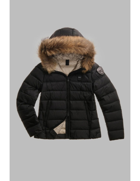 Blauer piumino a righe con cappuccio Arcadia 26WBLDC03038-006047 [13d9965d]