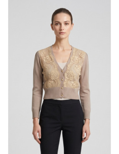 Phard cardigan 4 bottoni con inserti in pizzo 5758H1262 [7ef23bd8]