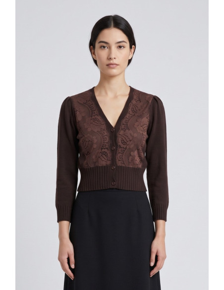 Phard cardigan 4 bottoni con inserti in pizzo 5758H1262 [0326313a]