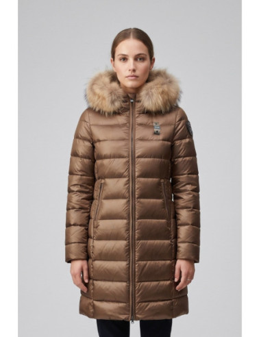 Blauer piumino lungo con pelliccia Kristin 26WBLDK03040-006047 [abebf338]