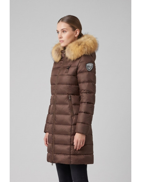Blauer piumino lungo con pelliccia Kristin 26WBLDK03040-006047 [c5d07131]