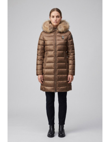 Blauer piumino lungo con pelliccia Kristin 26WBLDK03040-006047 [c080362f]