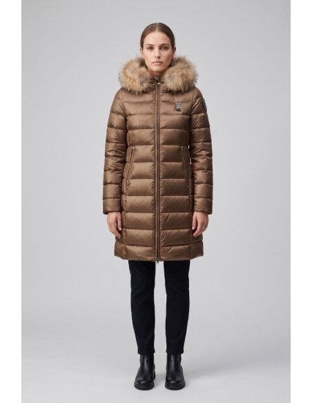 Blauer piumino lungo con pelliccia Kristin 26WBLDK03040-006047 [c080362f]