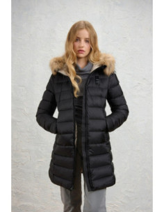 Blauer piumino lungo con pelliccia Kristin 26WBLDK03040-006047 [d9ebe65f]